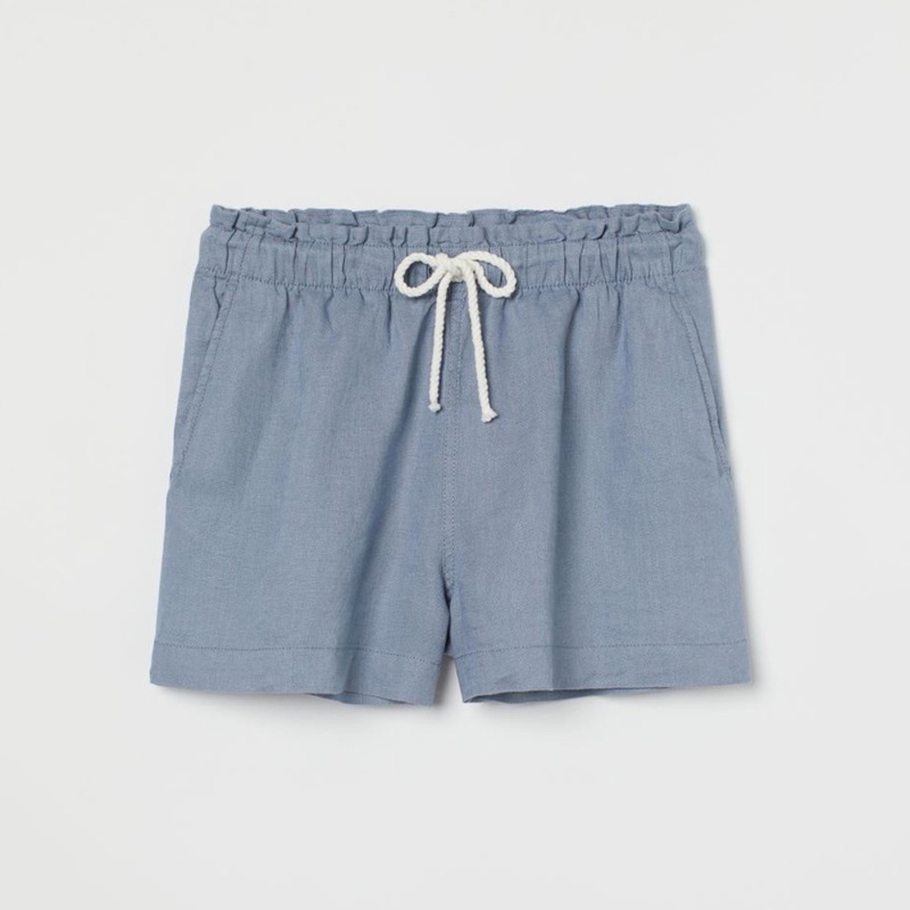 Blue Linen Shorts